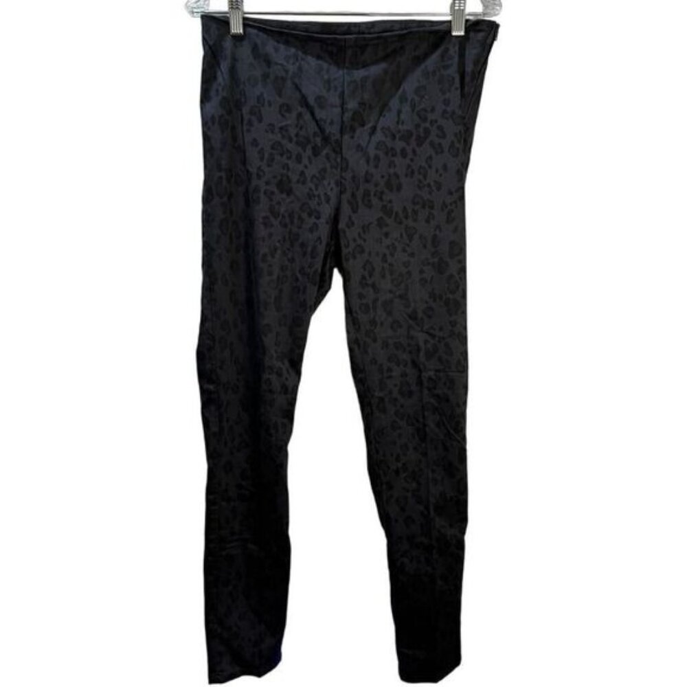 High Waisted Purple Leopard Print Pants with Side‎ Zip Size 12